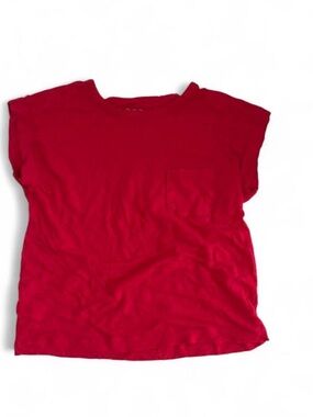 LOFT Little Girls Red Short Sleeve Tee with Chest Pocket
